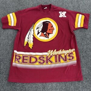 Vintage 90s Salem Sportswear Washington Redskins All Over Print Tee USA Made XL